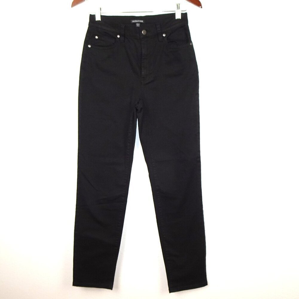 Eileen Fisher Slim Jeans Women's Size 2XS XXS Black Denim Stretch High Rise